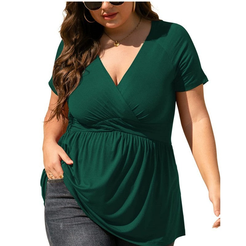 Plus Size V-neck T-Shirt Top