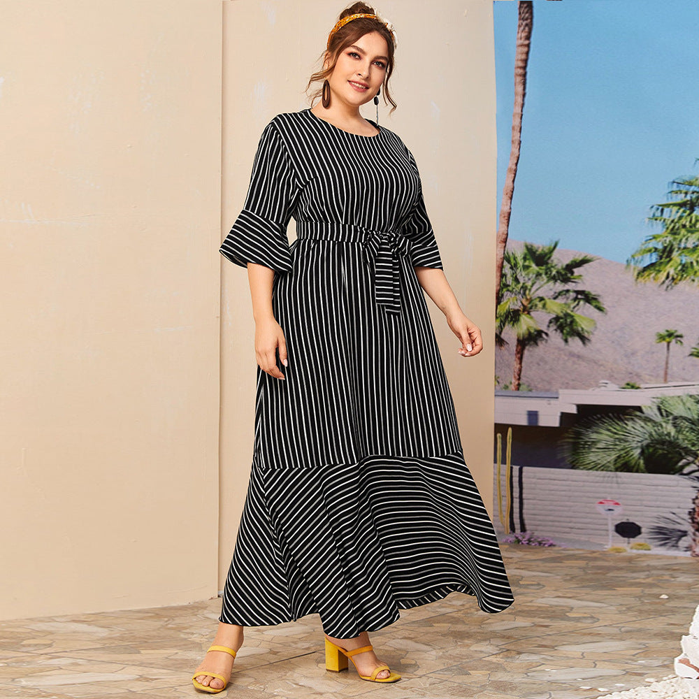 Round Neck Striped Dress