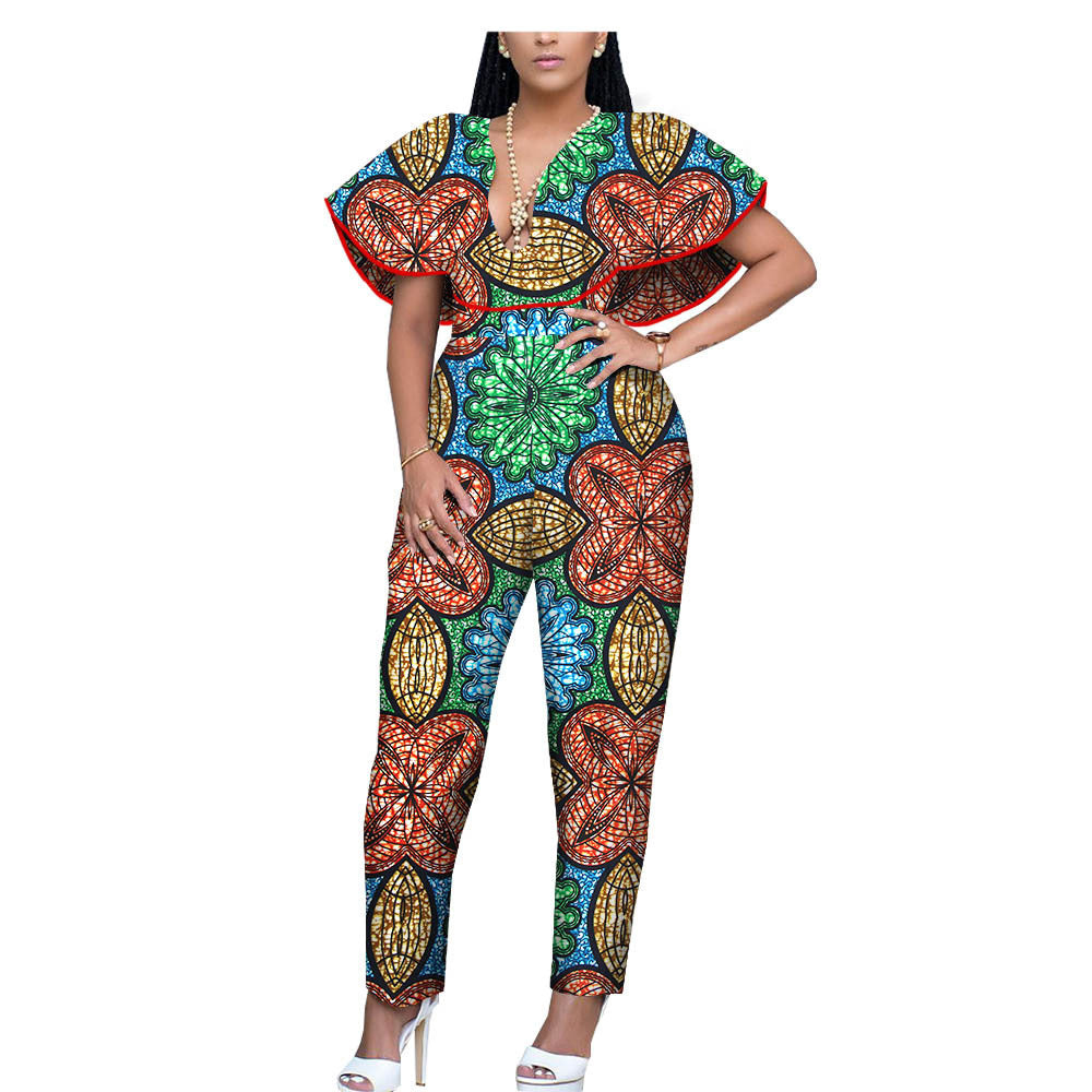 African Ethnic Printing Batik Jumpsuit