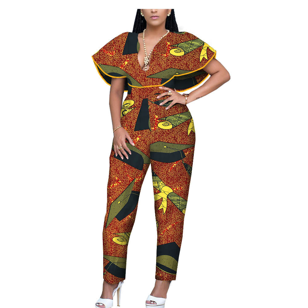 African Ethnic Printing Batik Jumpsuit