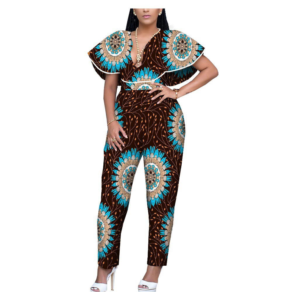 African Ethnic Printing Batik Jumpsuit