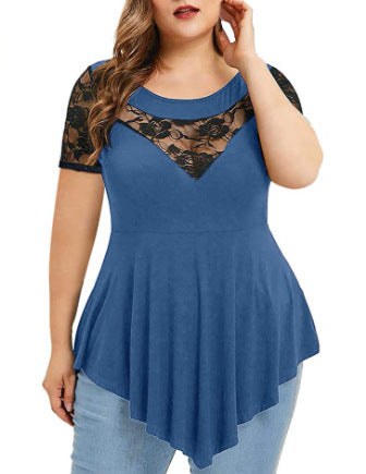 Floral Lace Short Sleeve Blouse