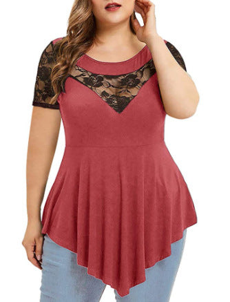 Floral Lace Short Sleeve Blouse