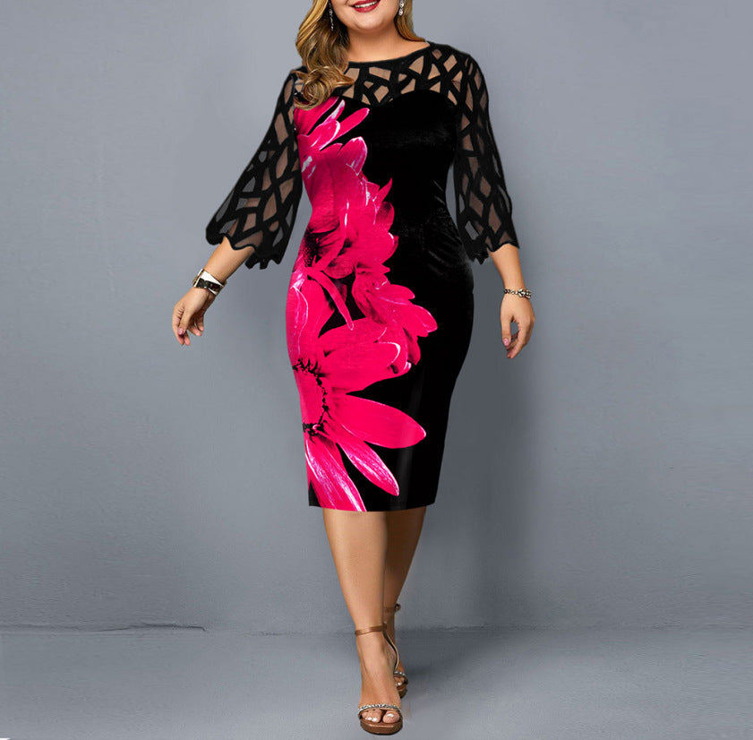 Lace Stitching Plus Size Dress