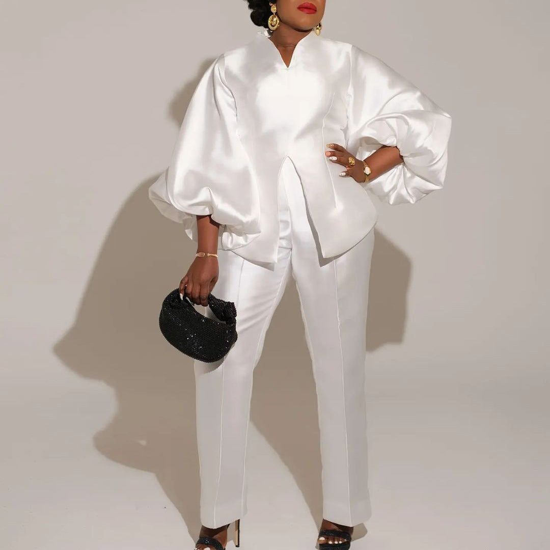 Puff Sleeve Elegant Two-piece Set