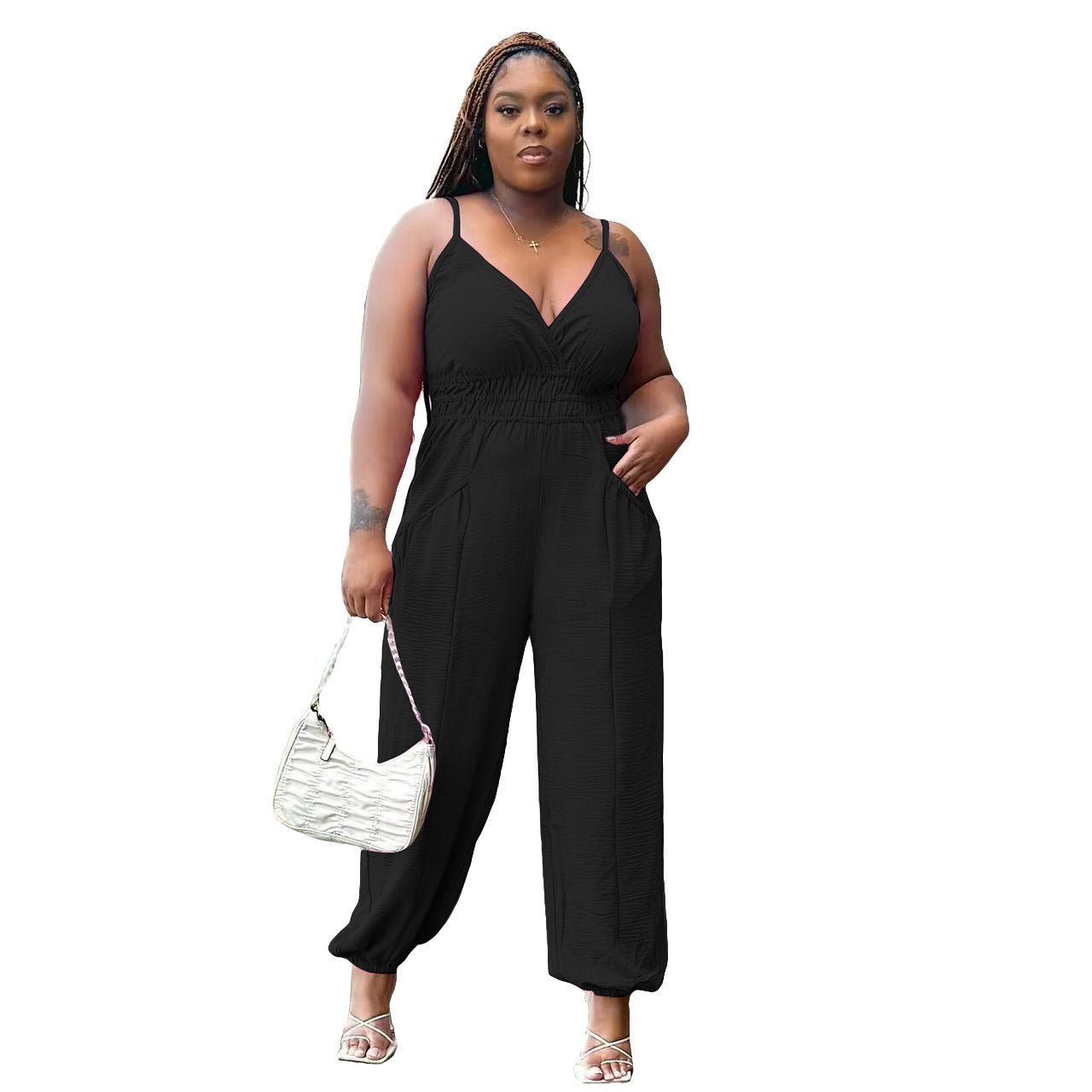 Pocket Pleating Jumpsuit
