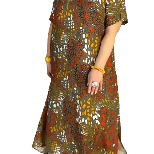 Plus Size Printed Lantern Dress