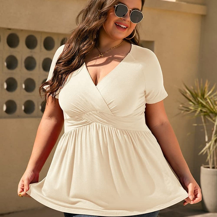 Plus Size V-neck T-Shirt Top