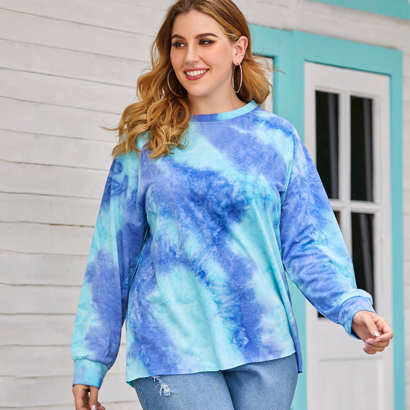 Plus Size Tie-Dye Pullover Blouse