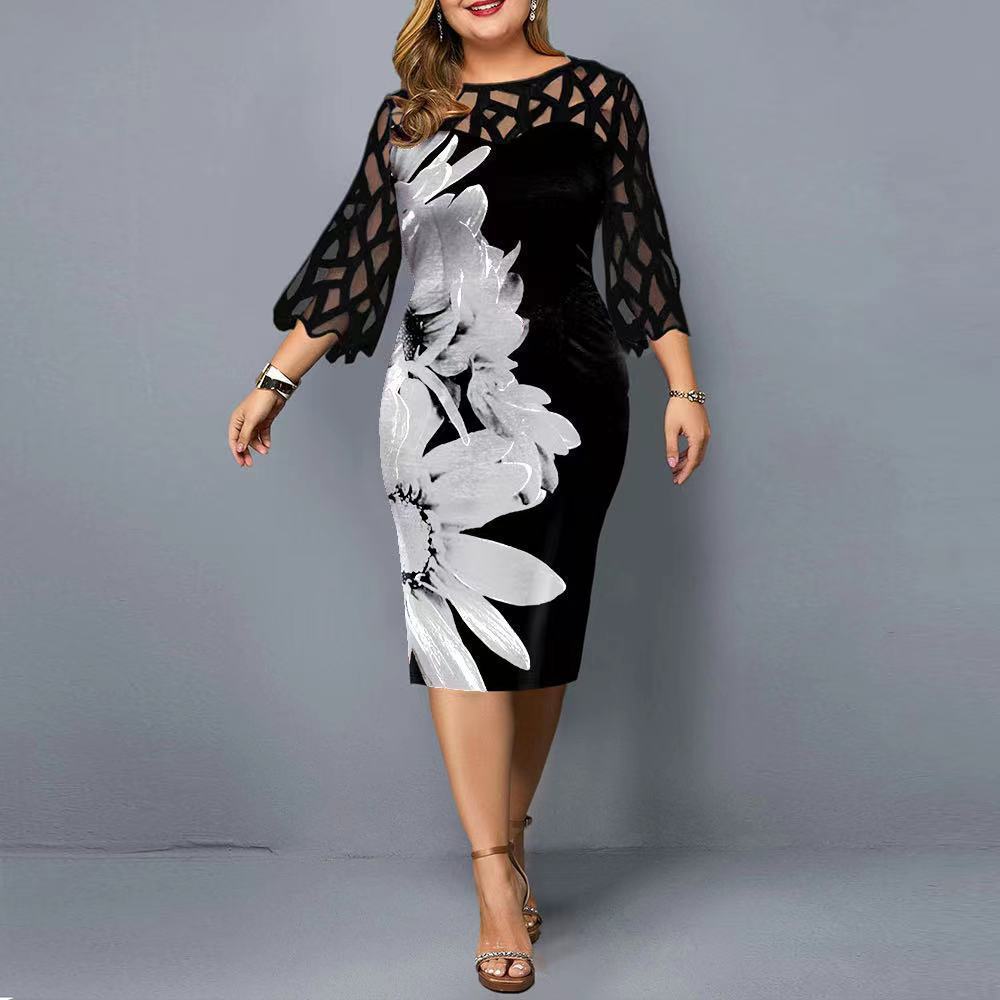 Lace Stitching Plus Size Dress