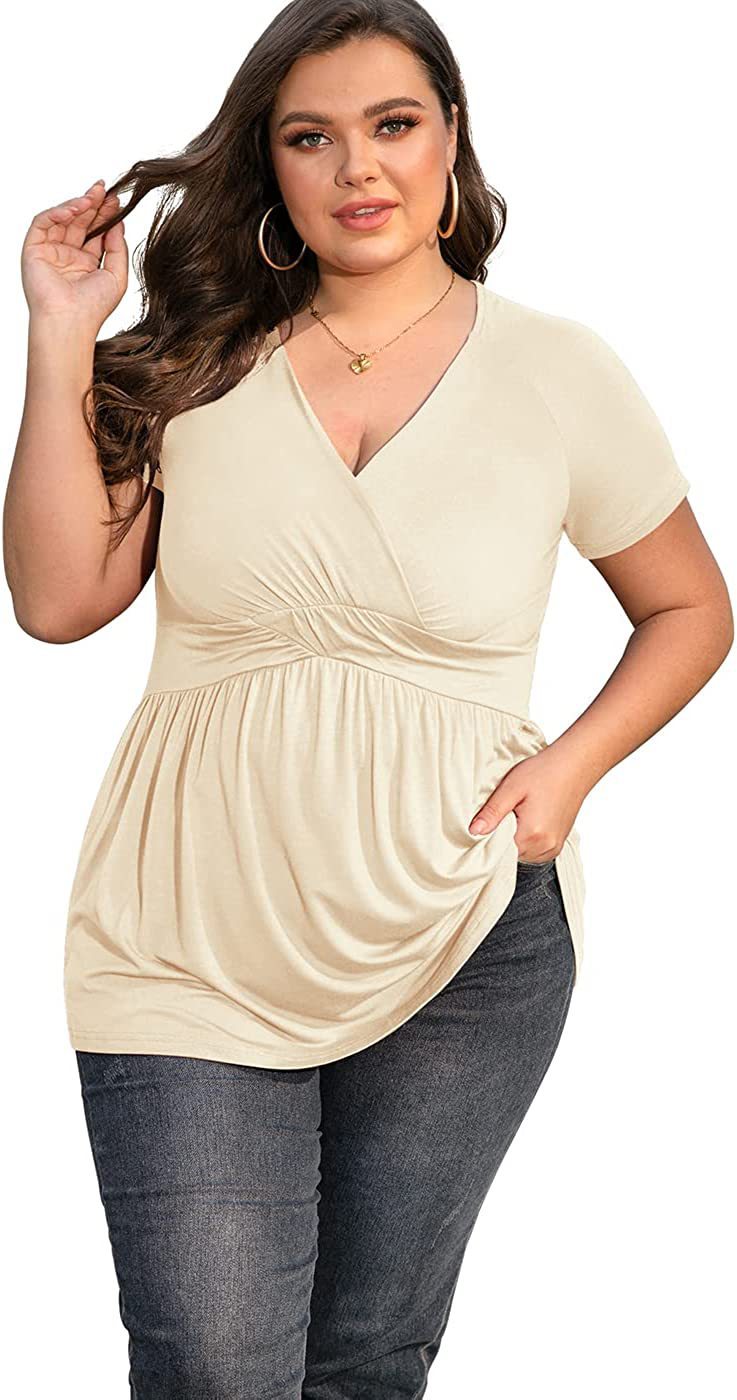 Plus Size V-neck T-Shirt Top