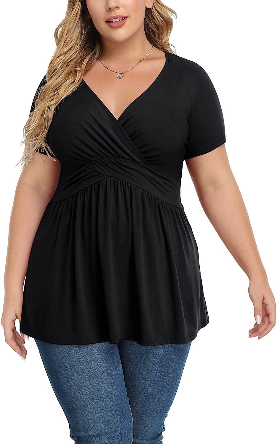 Plus Size V-neck T-Shirt Top