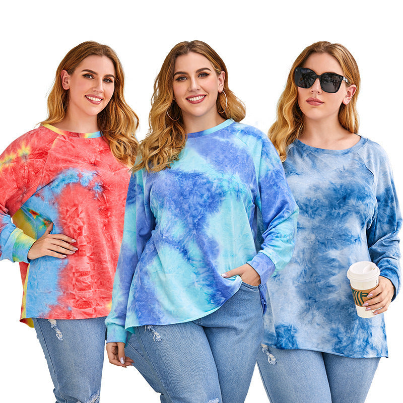 Plus Size Tie-Dye Pullover Blouse