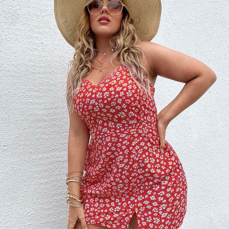Skirt Print Halter Plus Size Dress