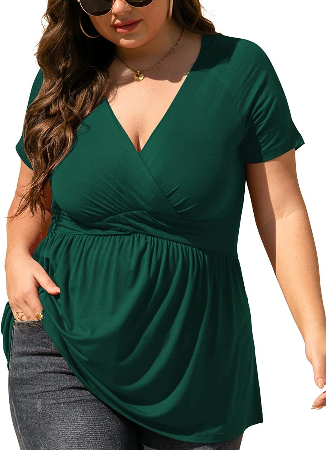 Plus Size V-neck T-Shirt Top