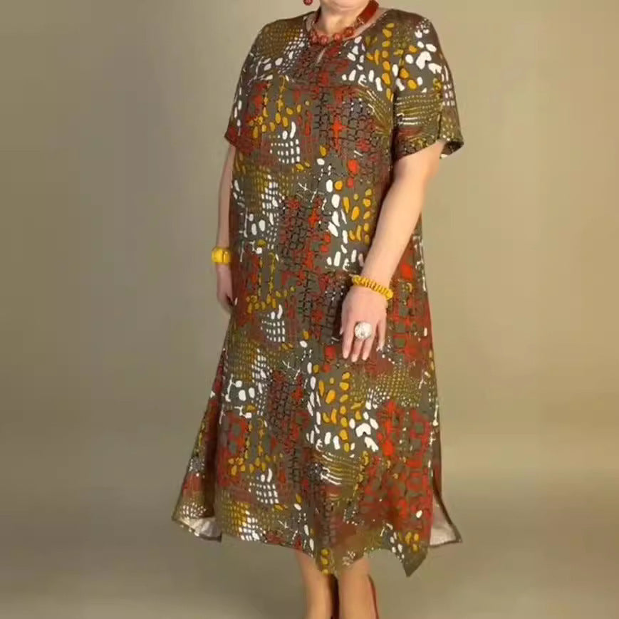 Plus Size Printed Lantern Dress