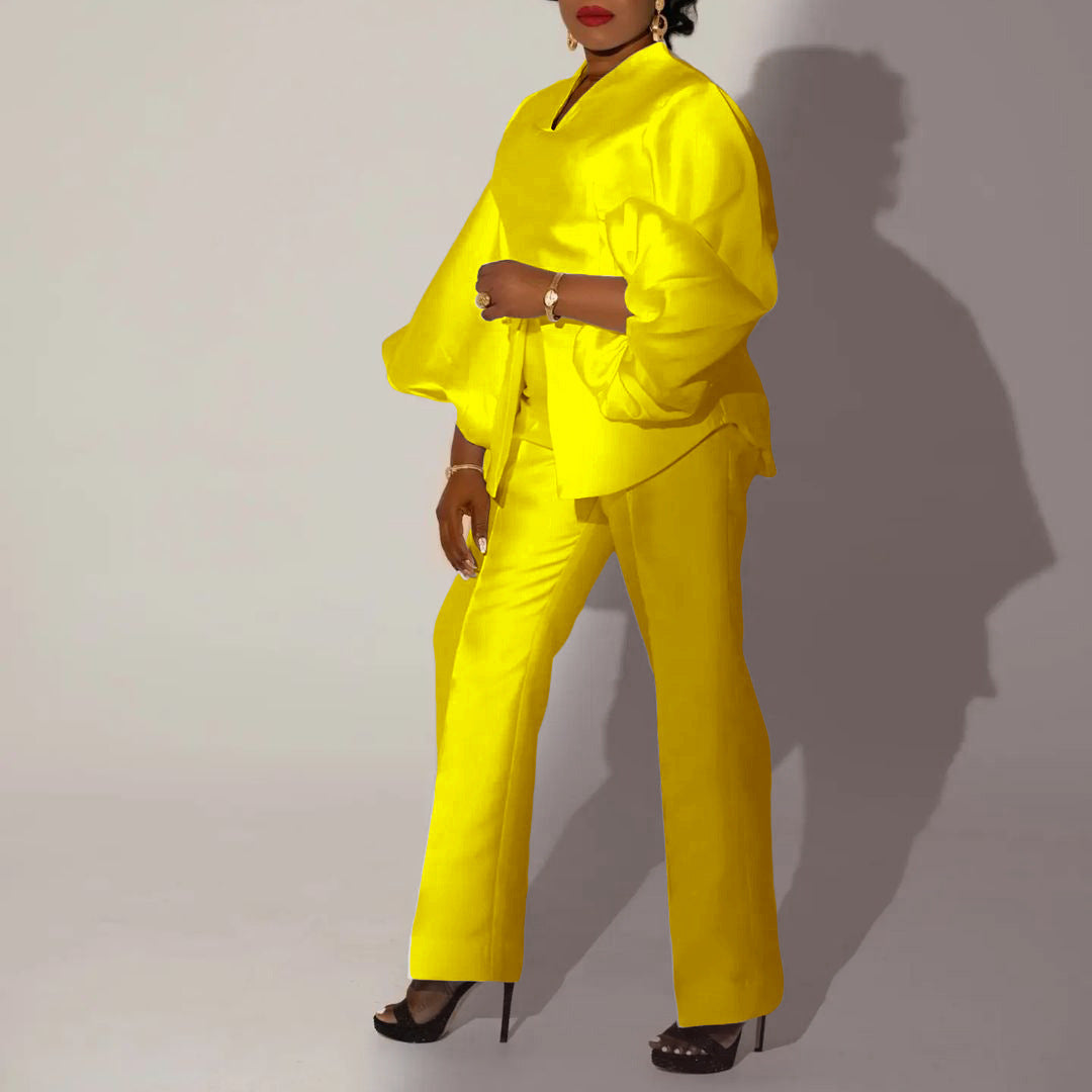 Puff Sleeve Elegant Two-piece Set