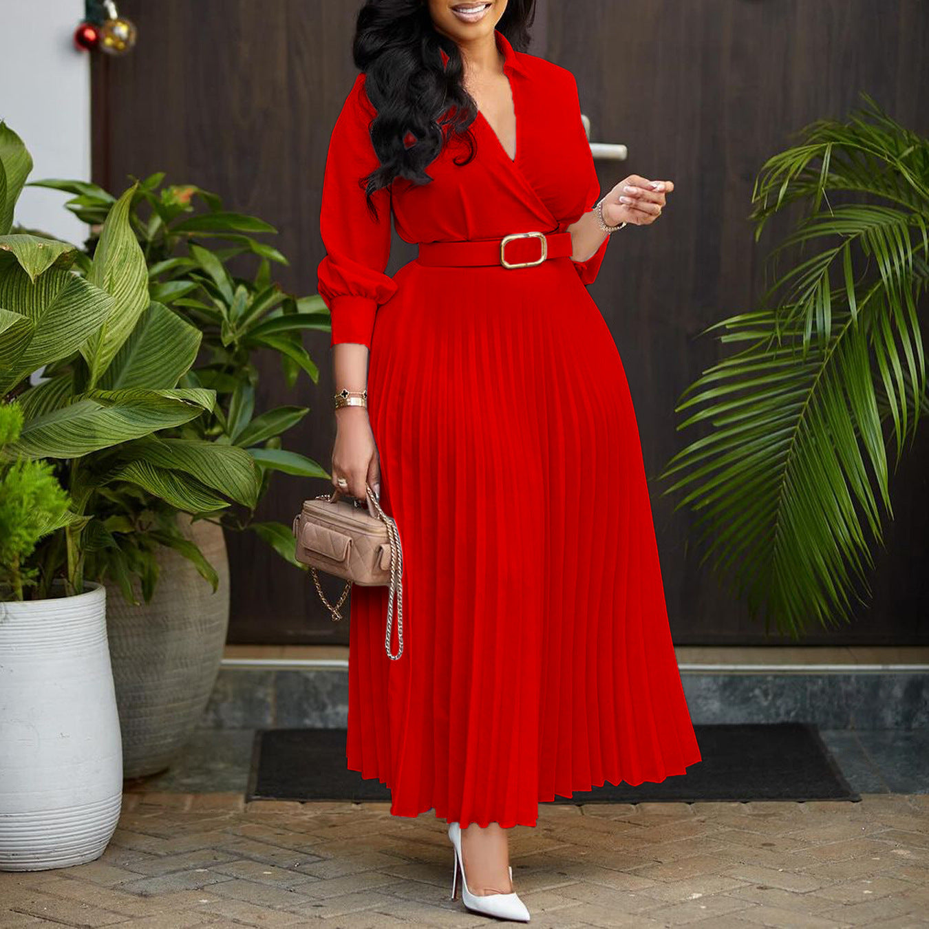 Plus Size Umbrella Skirt Belt Dress