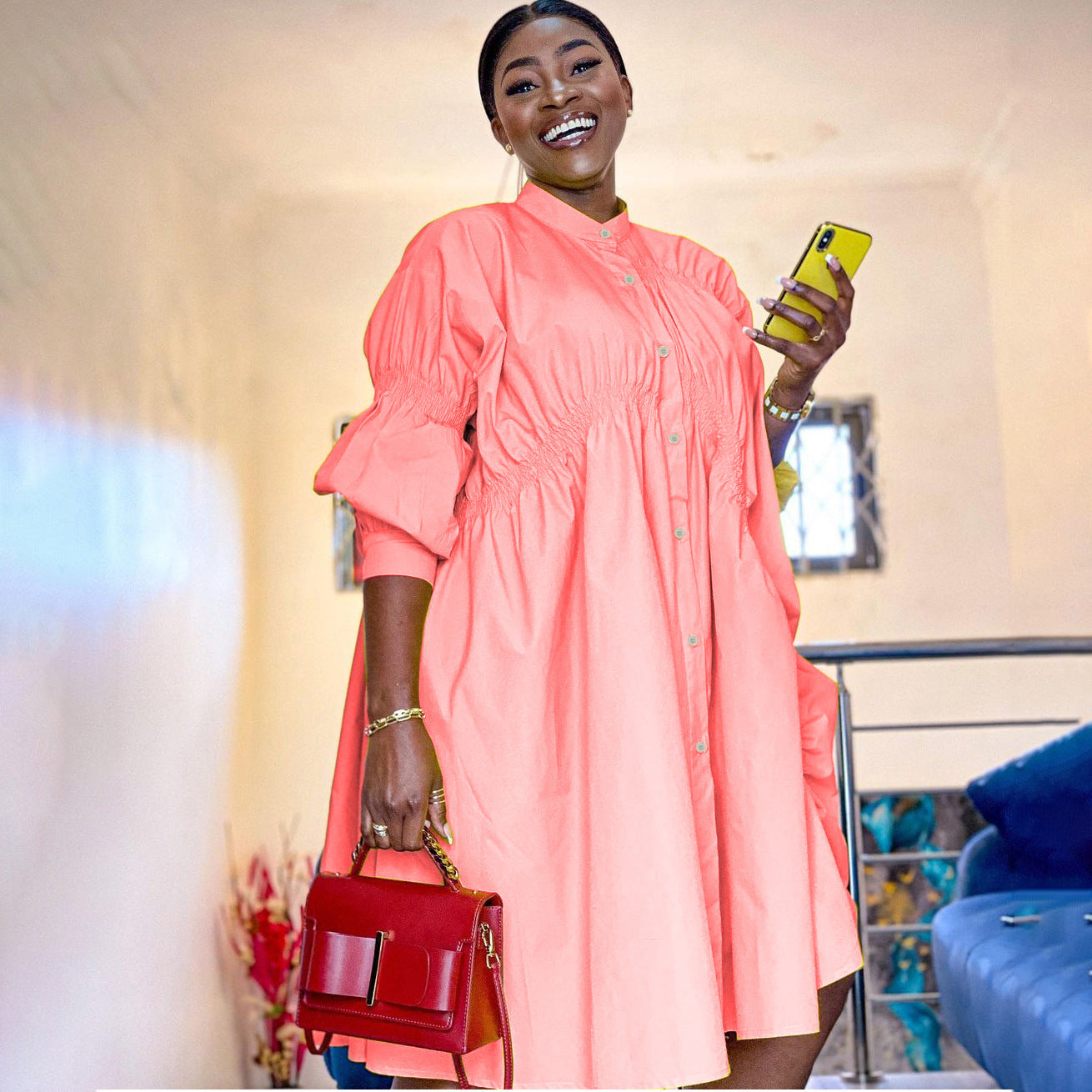 Cotton Pleated Loose Dress