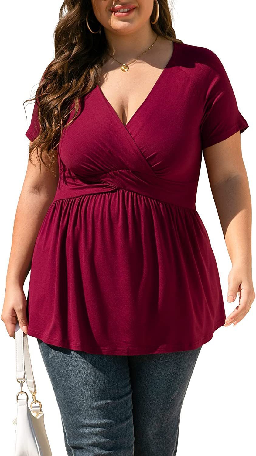 Plus Size V-neck T-Shirt Top