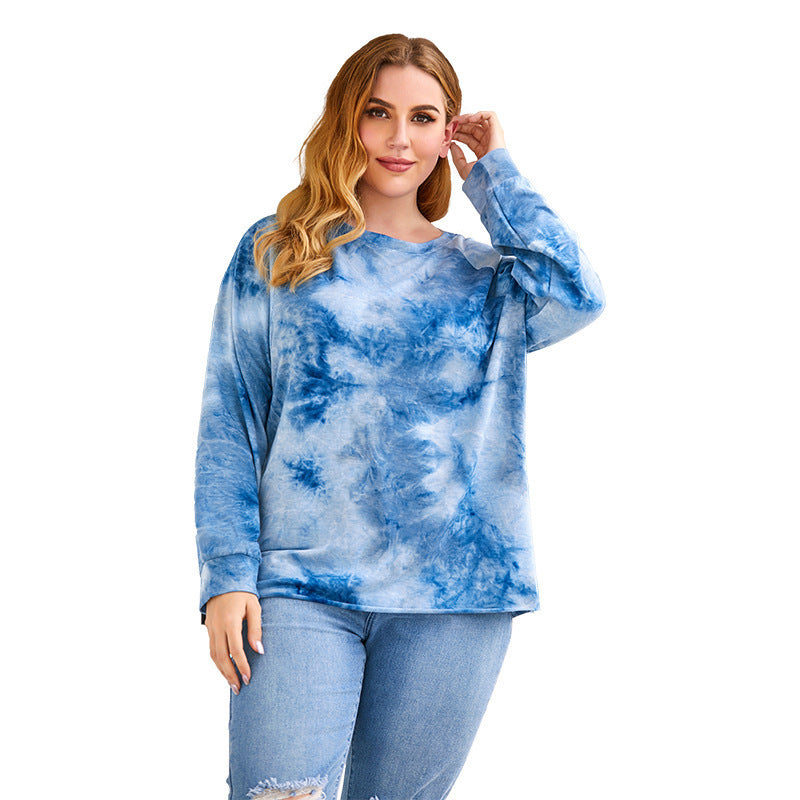 Plus Size Tie-Dye Pullover Blouse