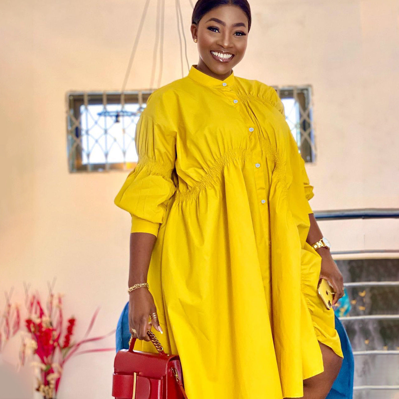 Cotton Pleated Loose Dress