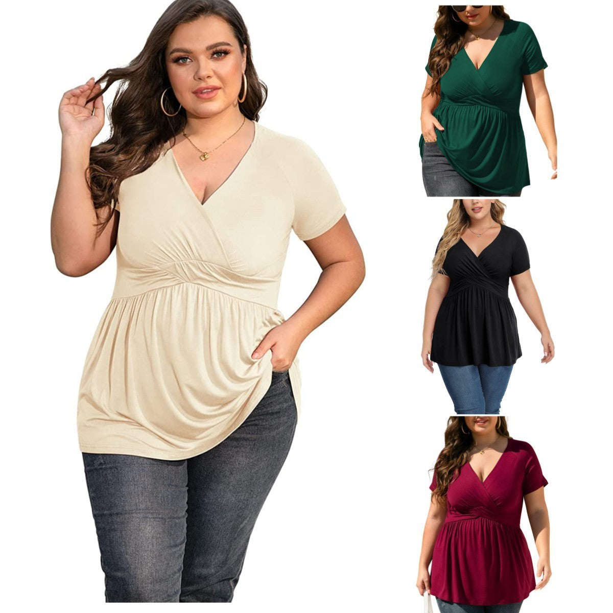 Plus Size V-neck T-Shirt Top