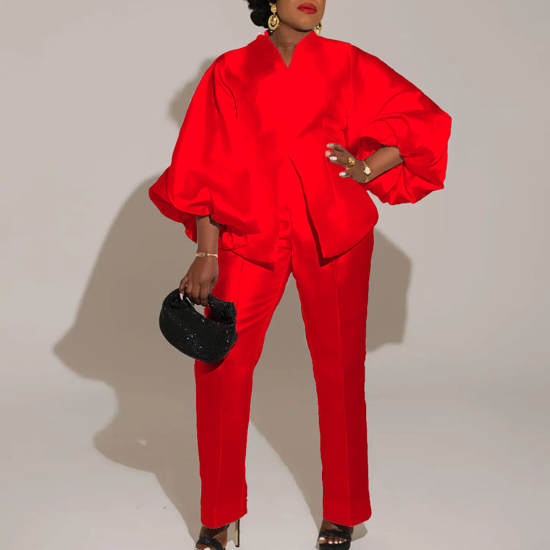 Puff Sleeve Elegant Two-piece Set