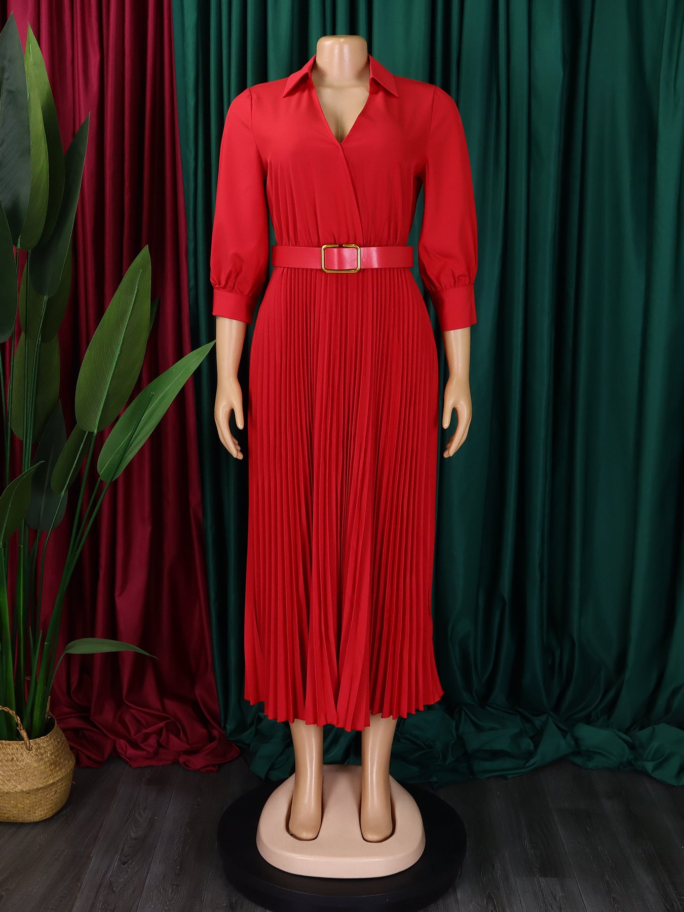 Plus Size Umbrella Skirt Belt Dress