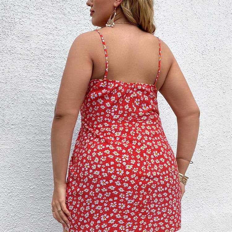 Skirt Print Halter Plus Size Dress