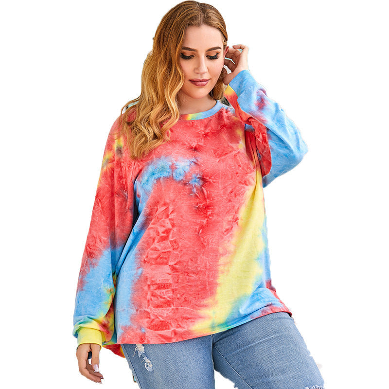 Plus Size Tie-Dye Pullover Blouse
